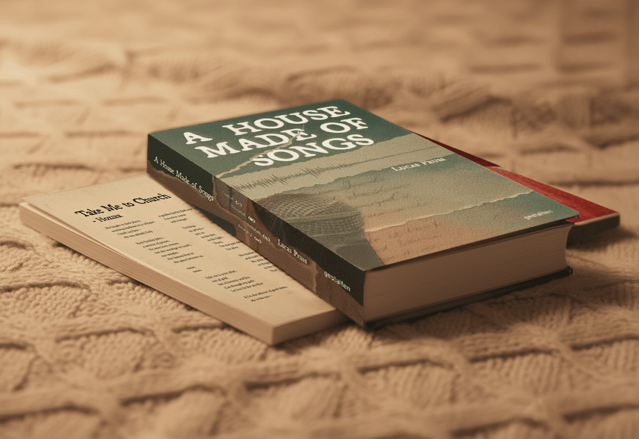 Publication mockup, detail of typography and grid