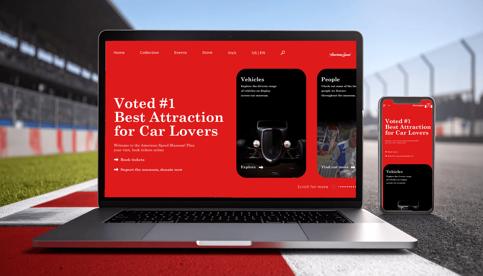 Museum of American Speed website mockup