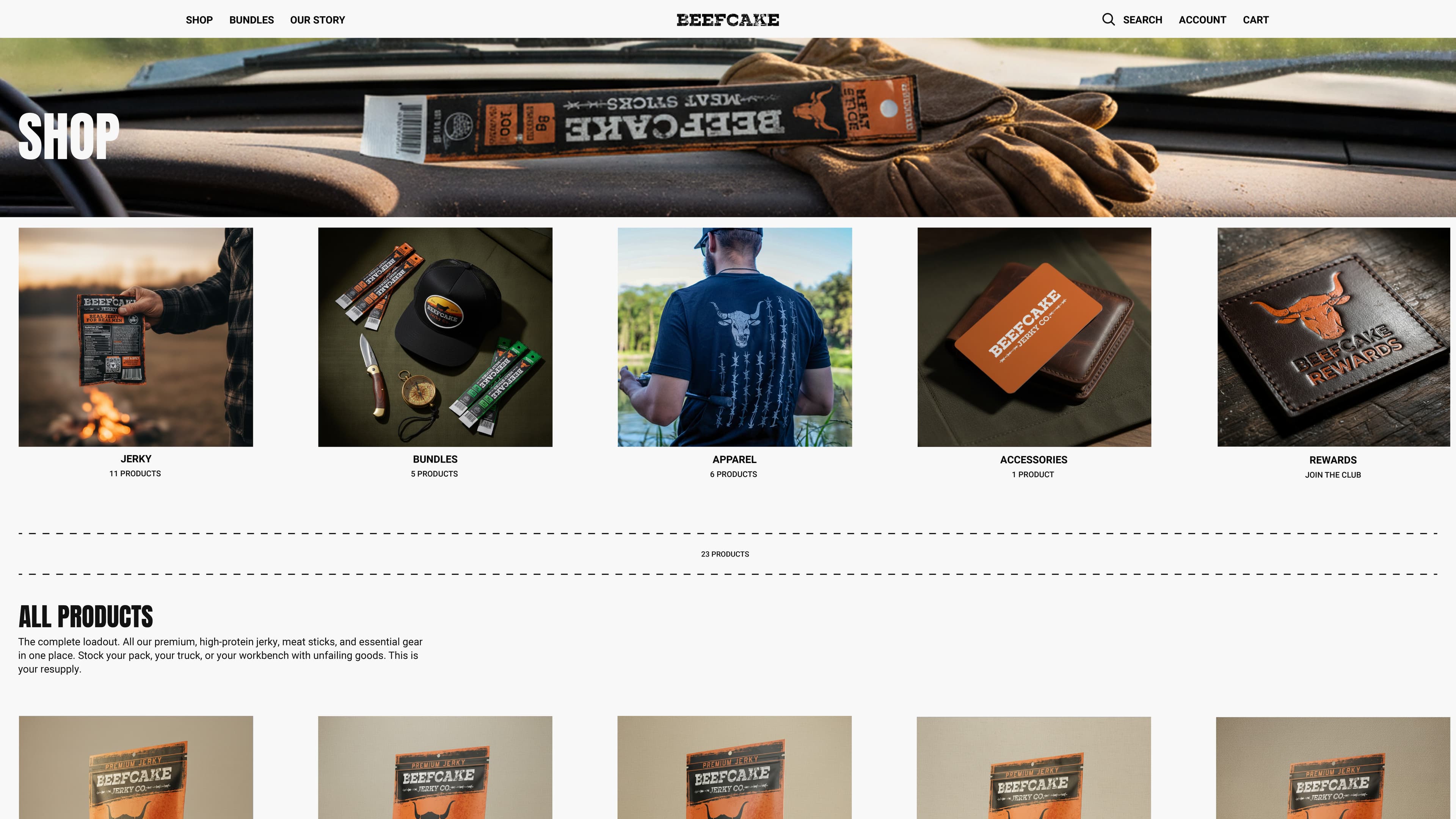Beefcake Jerky website product page