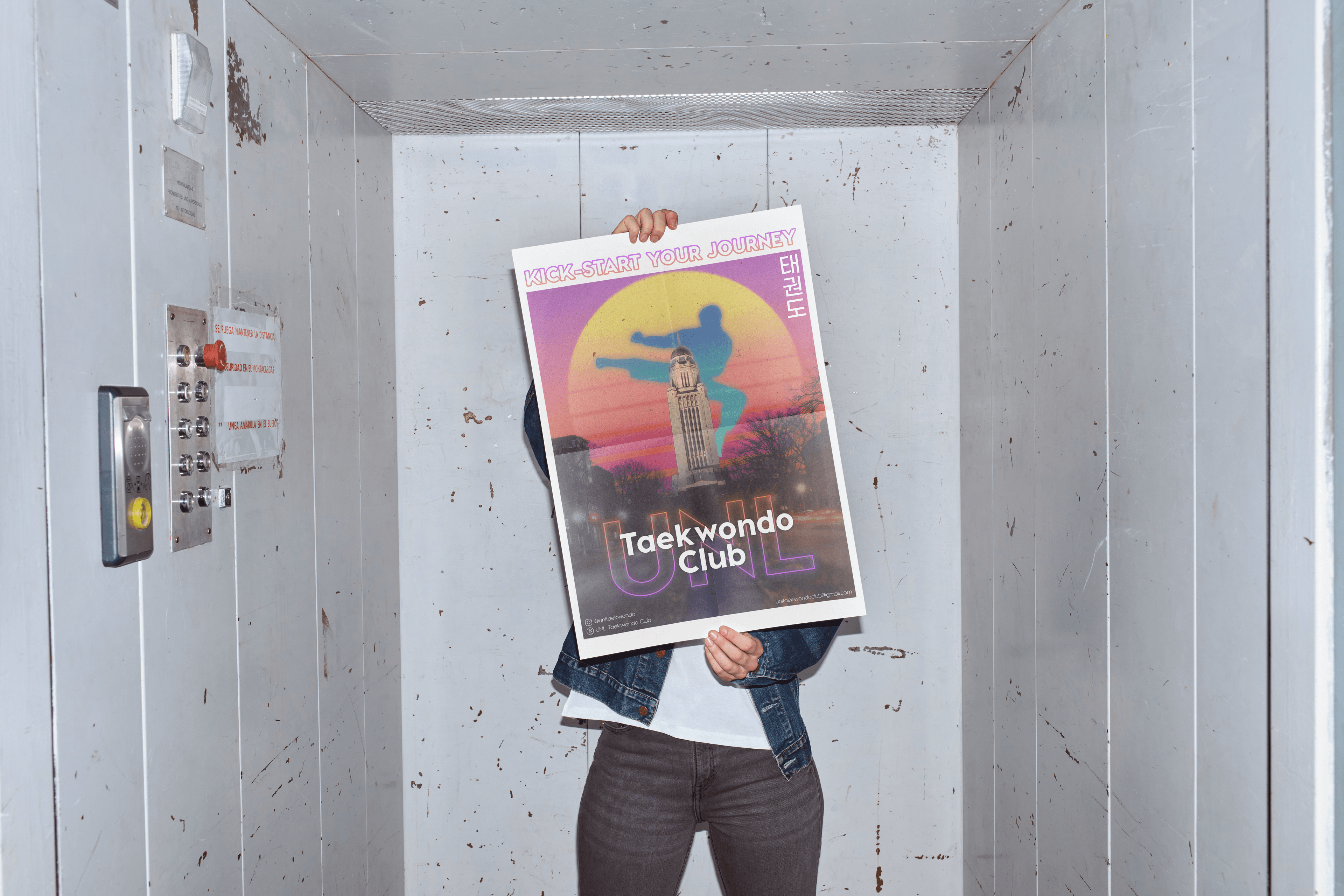 UNL Taekwondo poster in environmental mockup