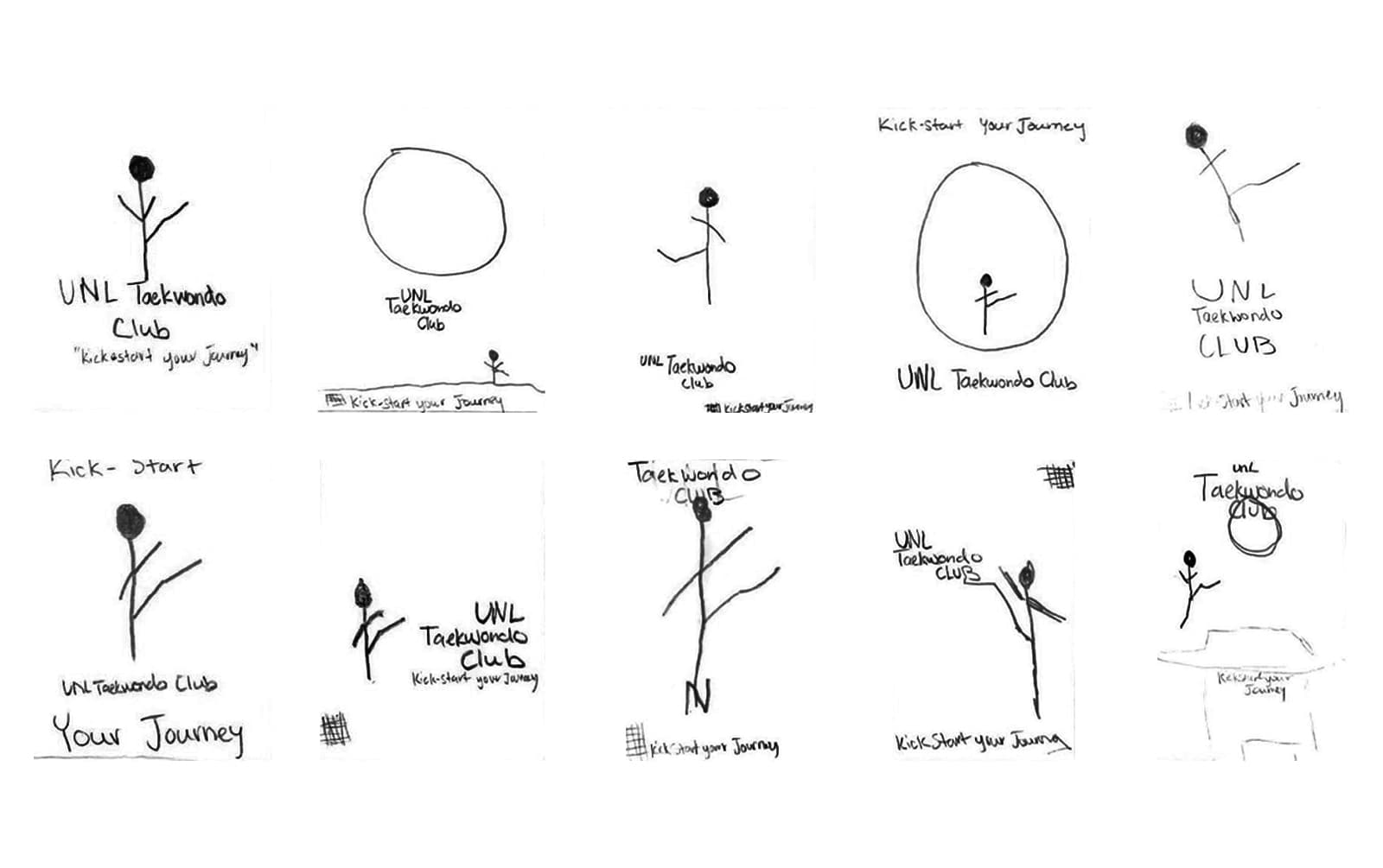 Early thumbnail sketches exploring poster compositions